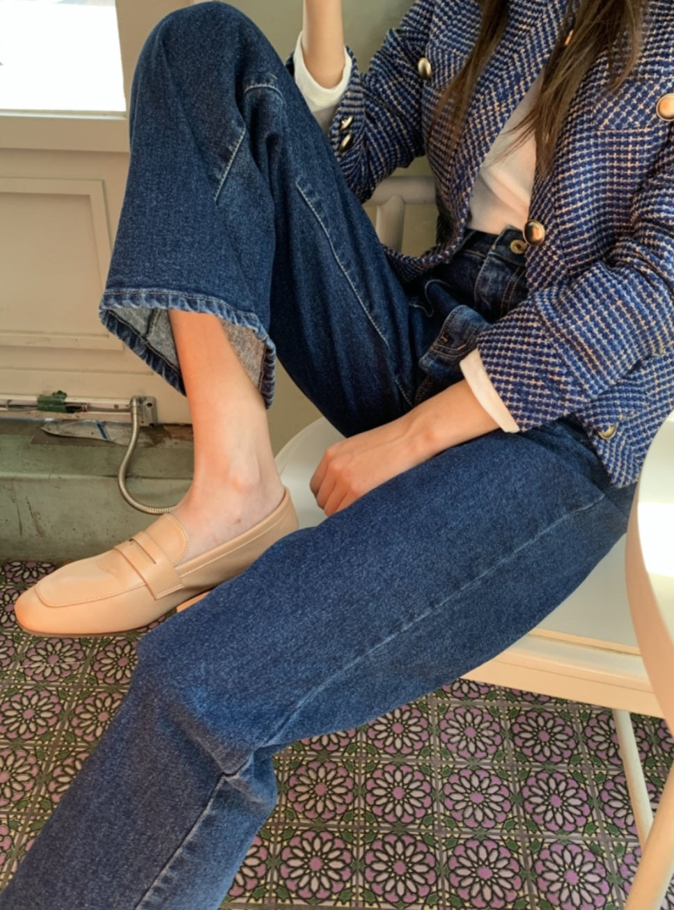 [기모] 포켓 와이드 데님팬츠