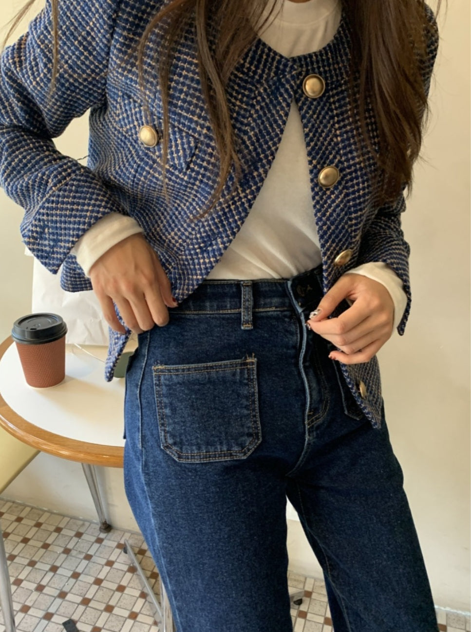 [기모] 포켓 와이드 데님팬츠