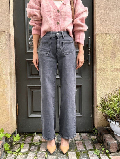 [기모] 포켓 와이드 데님팬츠