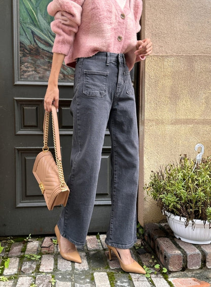 [기모] 포켓 와이드 데님팬츠