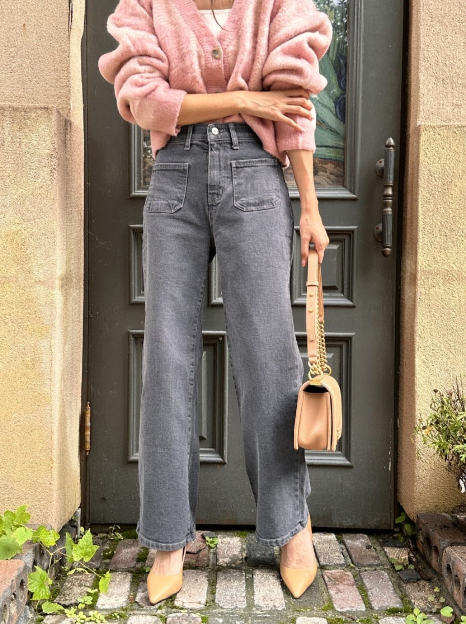 [기모] 포켓 와이드 데님팬츠