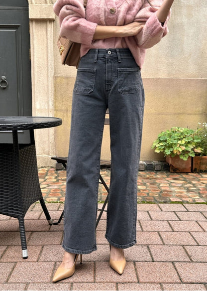 [기모] 포켓 와이드 데님팬츠