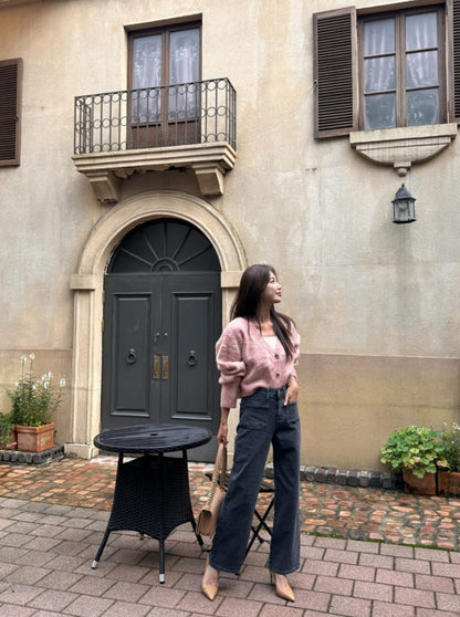 [기모] 포켓 와이드 데님팬츠