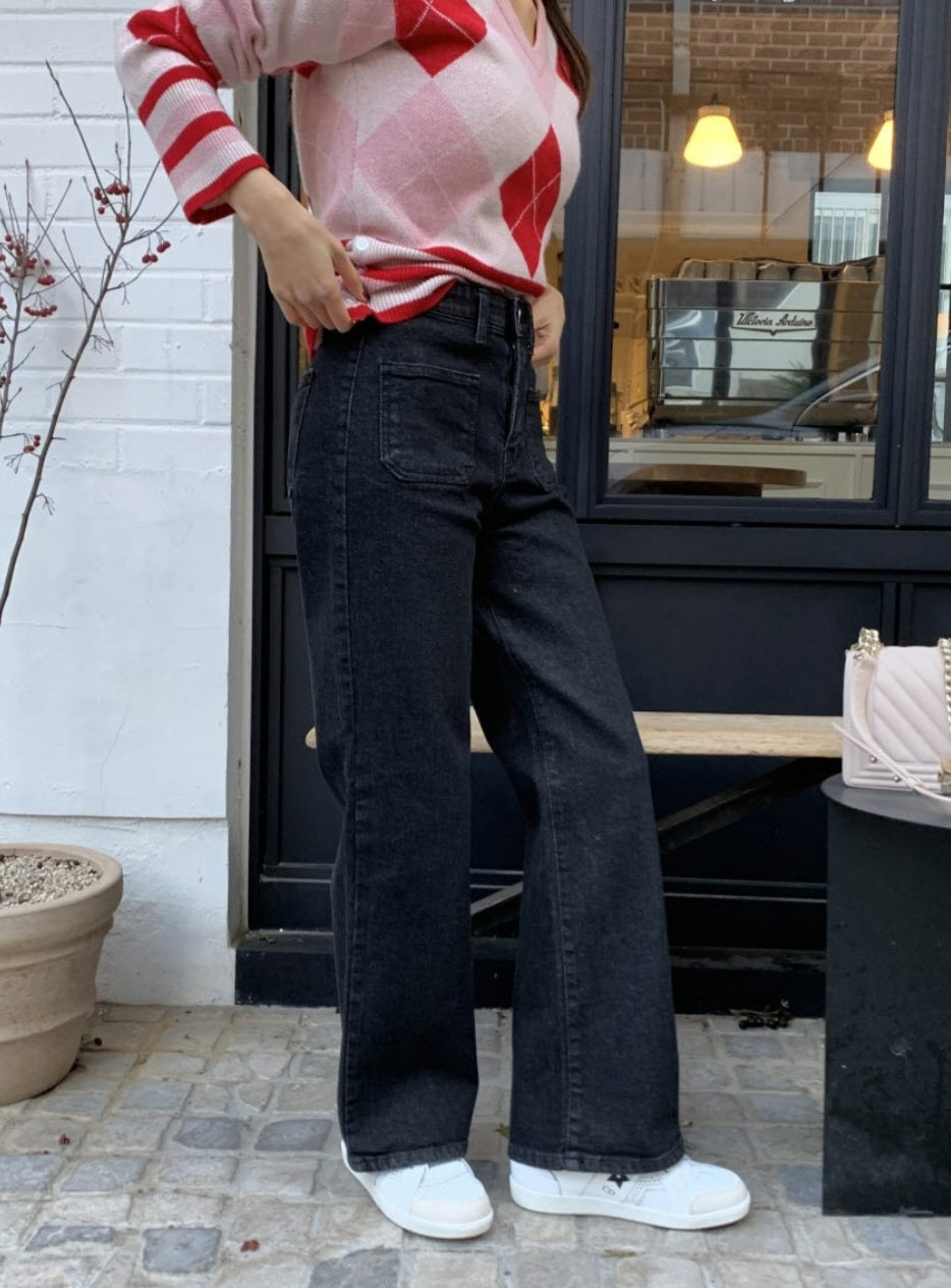 [기모] 포켓 와이드 데님팬츠