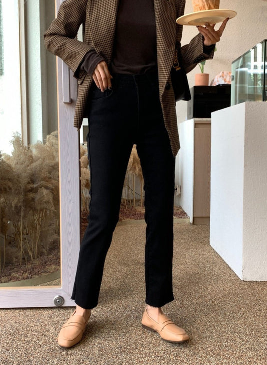 일자 슬림핏 팬츠 (밍크기모)