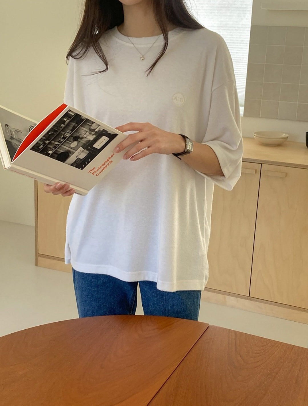 자수 반팔T (겉기모)