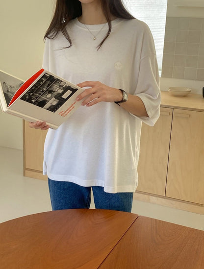 자수 반팔T (겉기모)