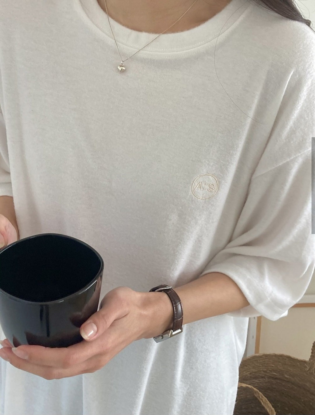 자수 반팔T (겉기모)