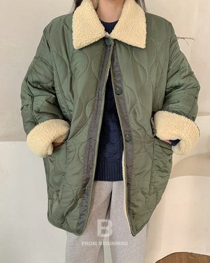 덤블카라 퀼팅 하프패딩