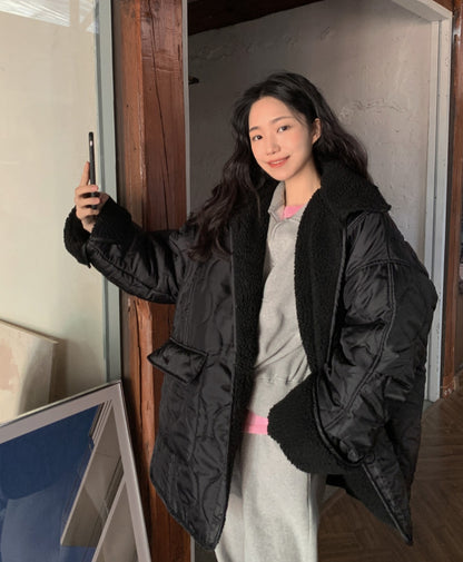 덤블카라 퀼팅 하프패딩