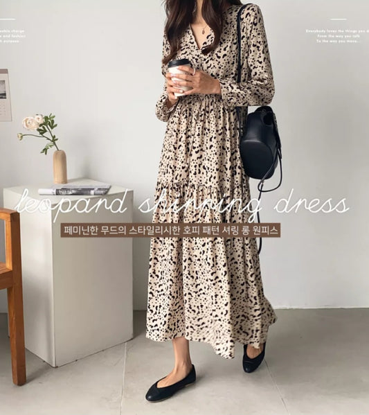 레오파드  롱 원피스