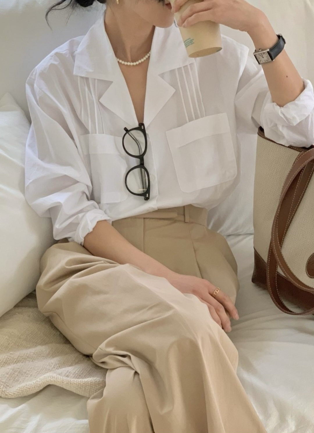 핀턱 포켓 셔츠