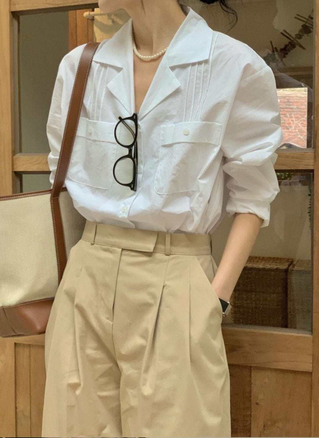 핀턱 포켓 셔츠