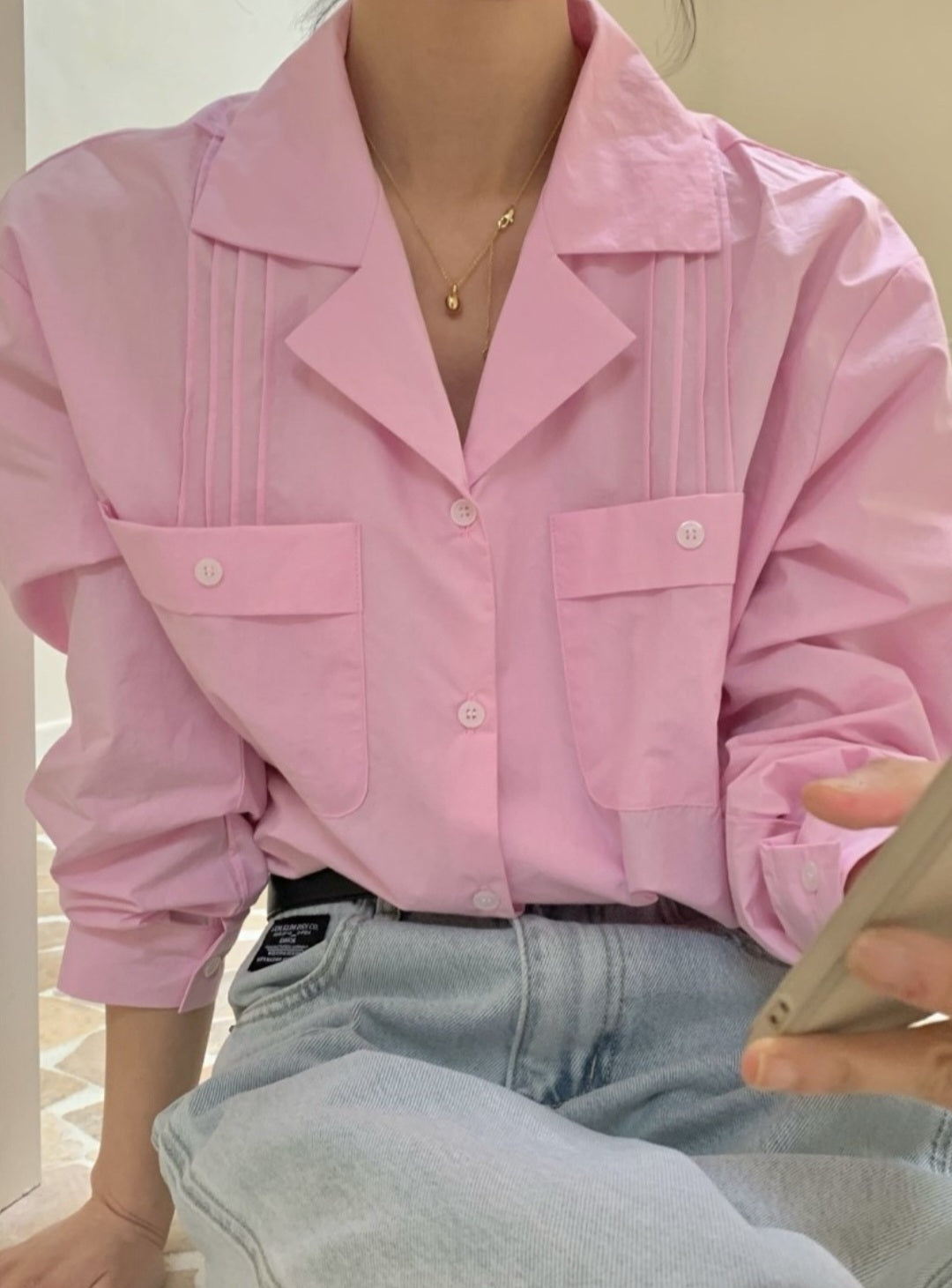 핀턱 포켓 셔츠