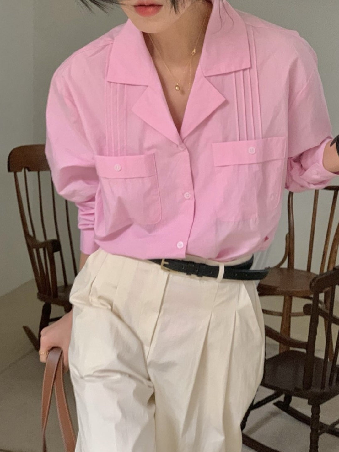 핀턱 포켓 셔츠