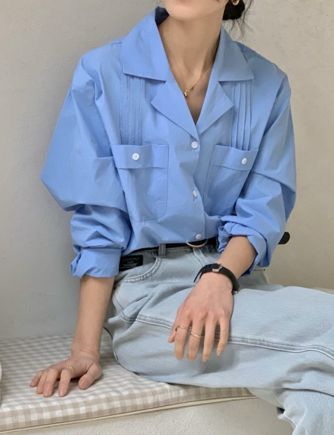 핀턱 포켓 셔츠