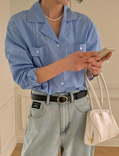 핀턱 포켓 셔츠