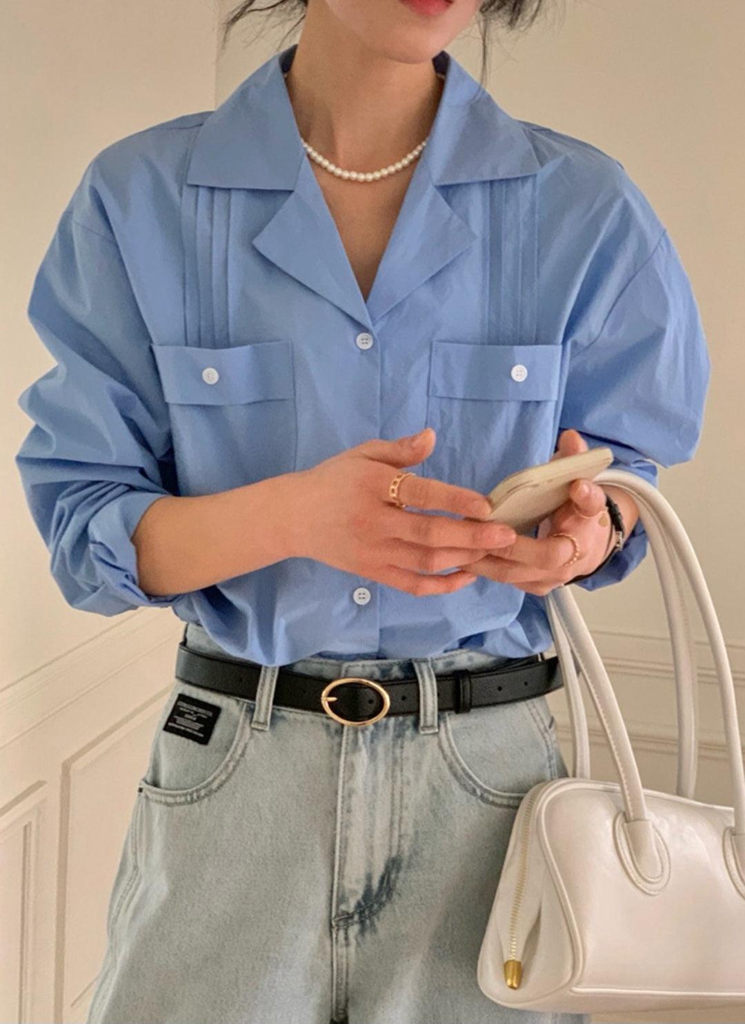 핀턱 포켓 셔츠