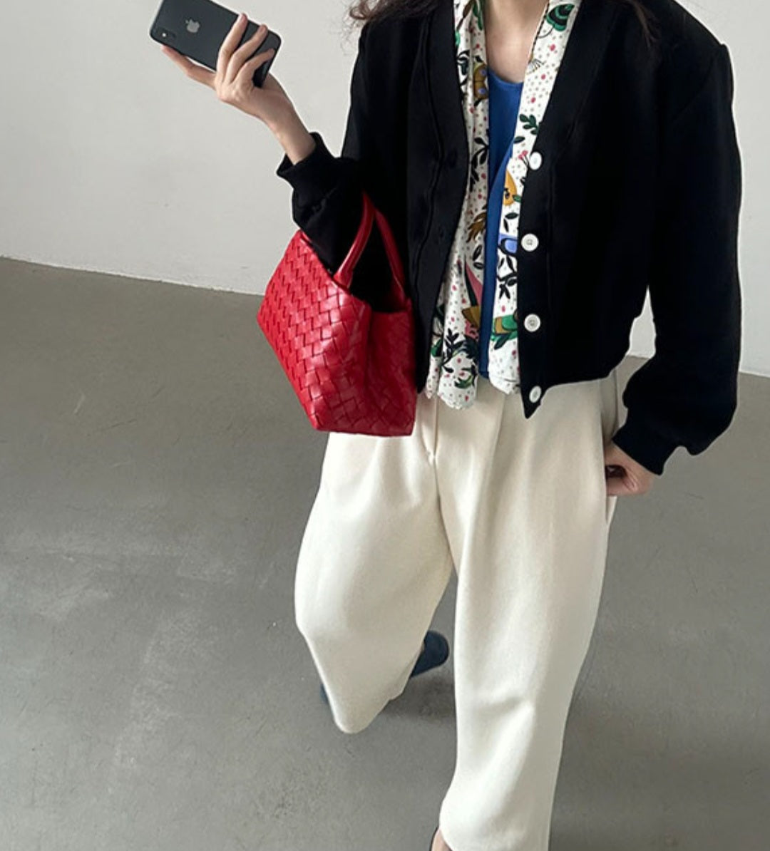 브이크롭 코튼가디건