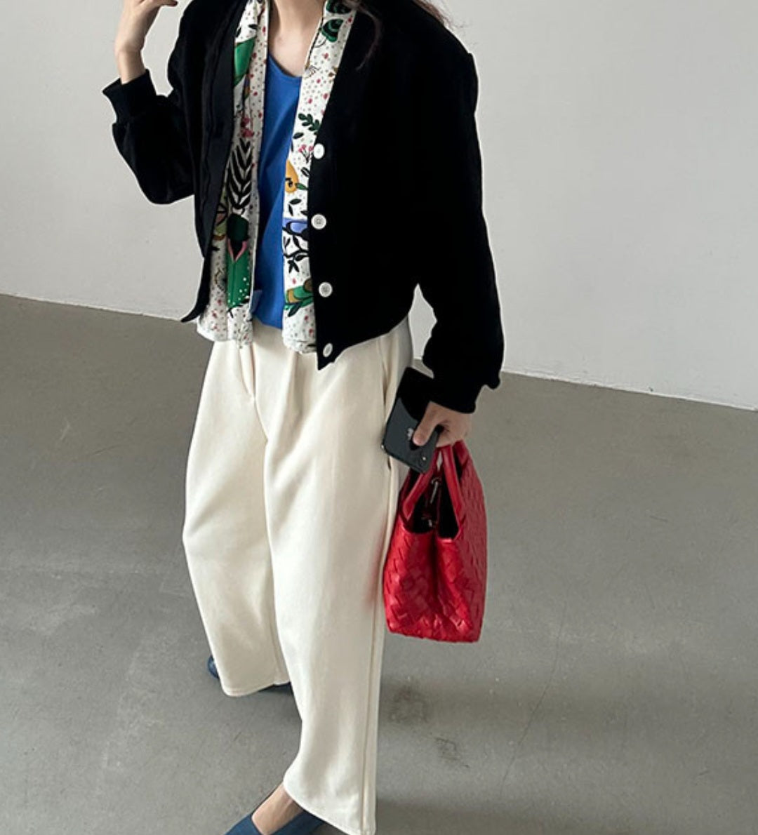 브이크롭 코튼가디건