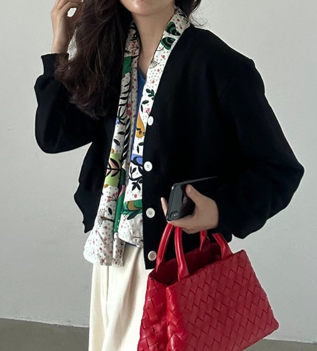 브이크롭 코튼가디건