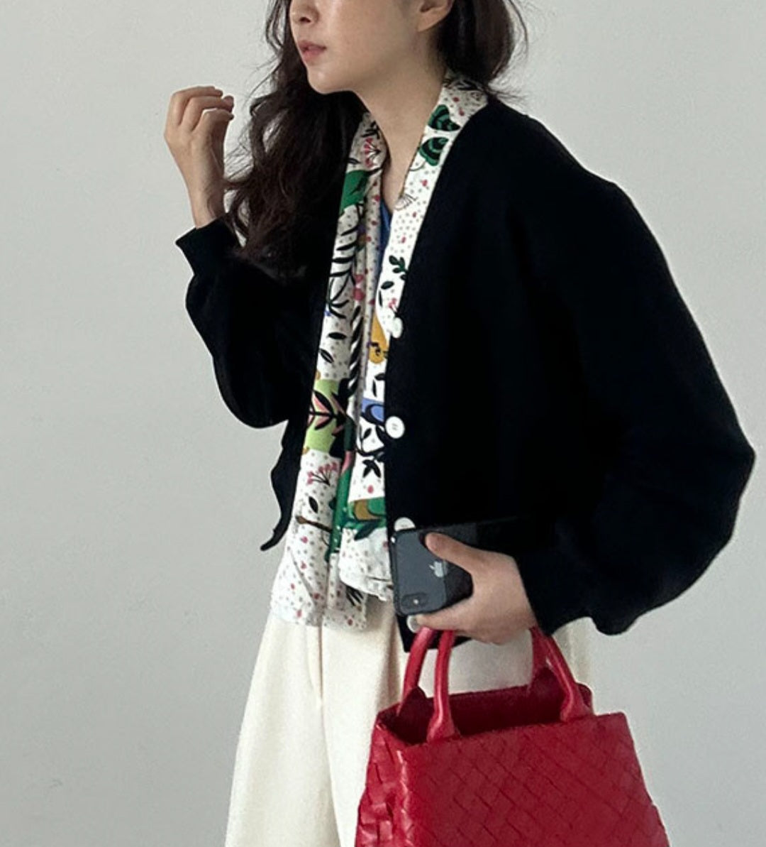 브이크롭 코튼가디건