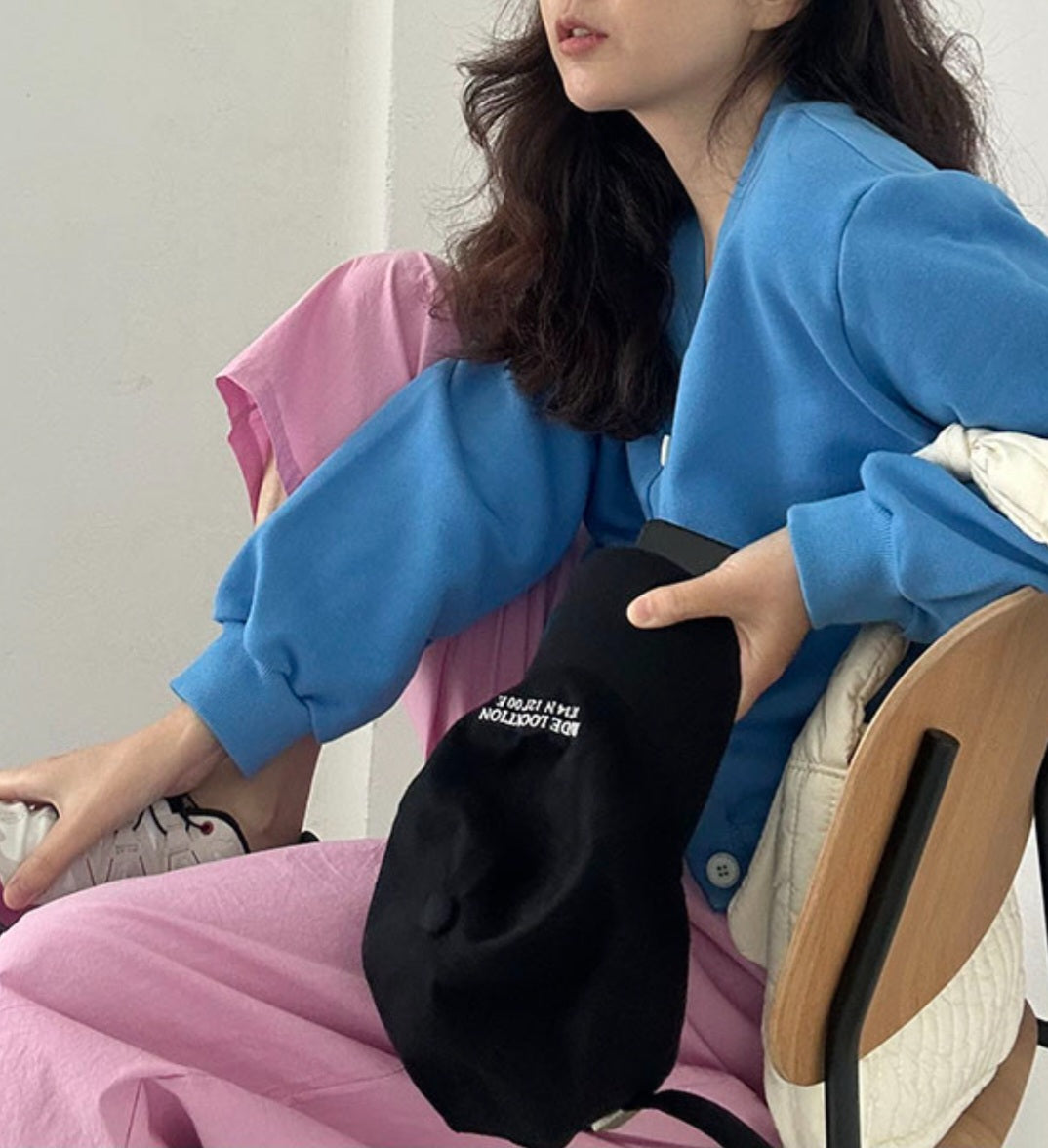 브이크롭 코튼가디건