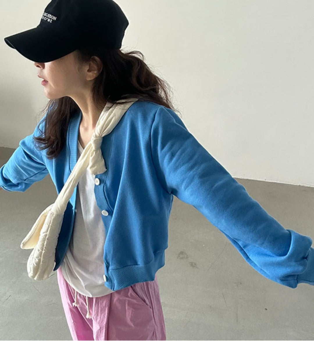 브이크롭 코튼가디건