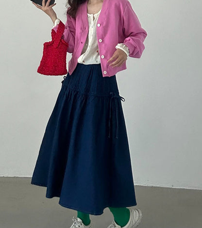 브이크롭 코튼가디건