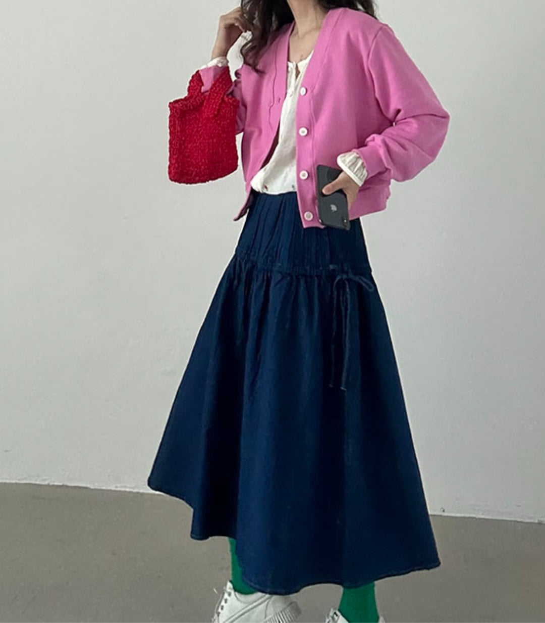 브이크롭 코튼가디건