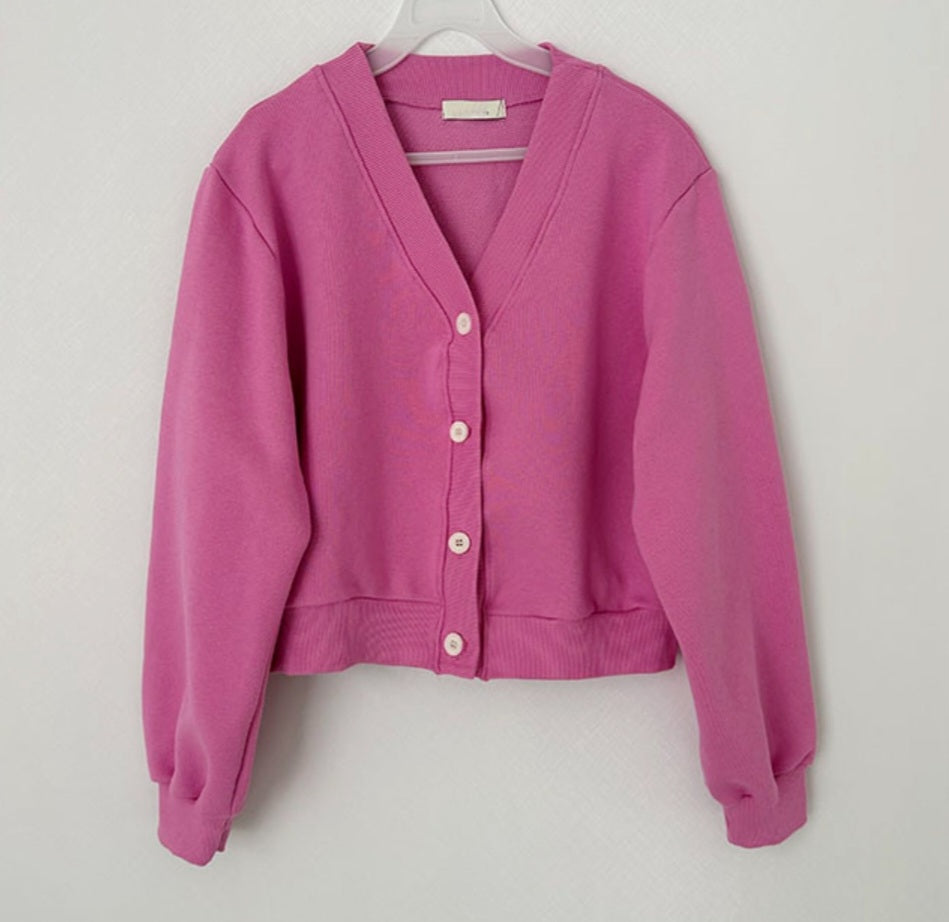 브이크롭 코튼가디건