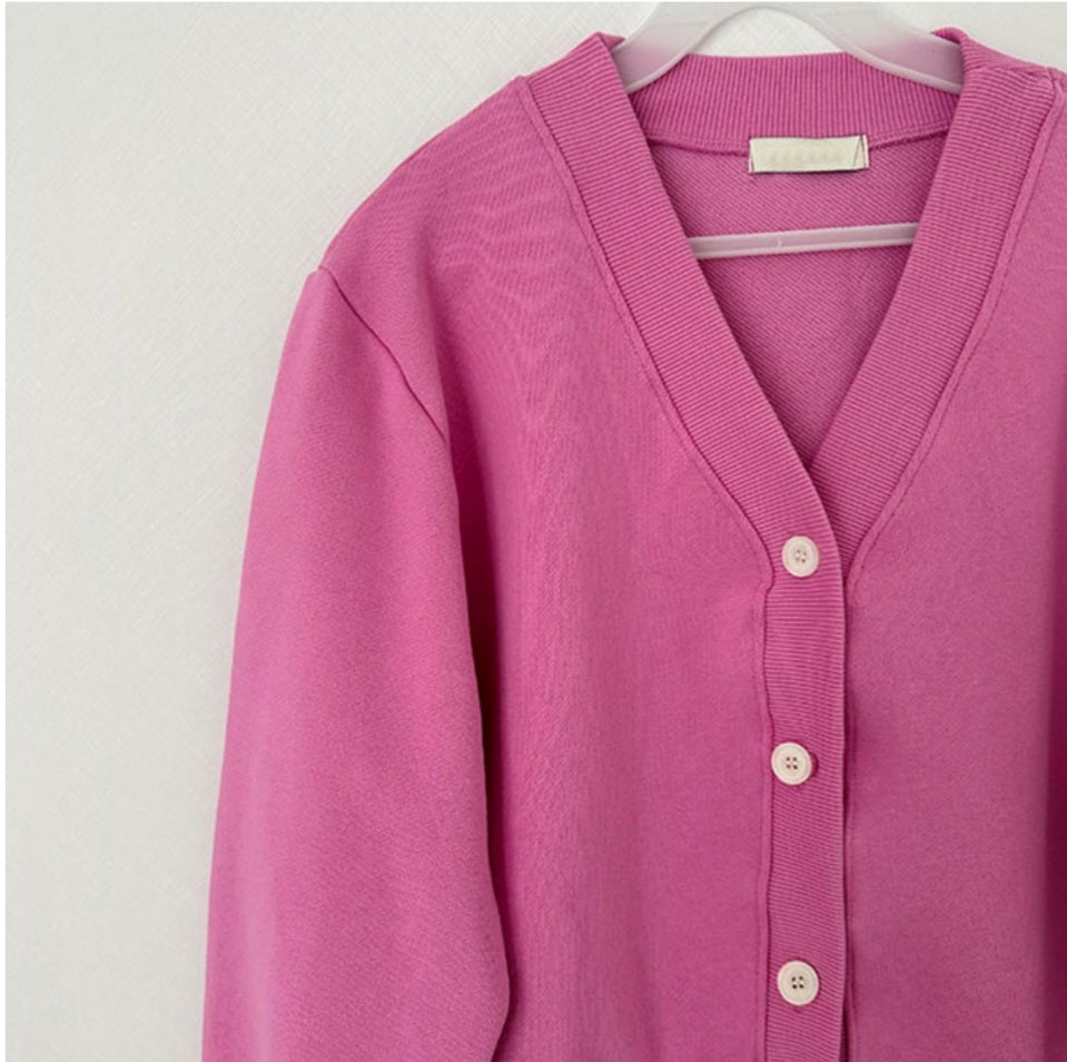 브이크롭 코튼가디건