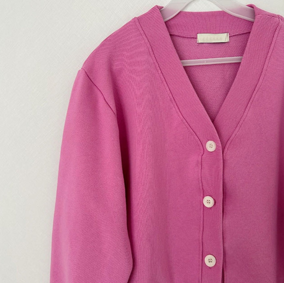 브이크롭 코튼가디건