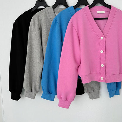 브이크롭 코튼가디건