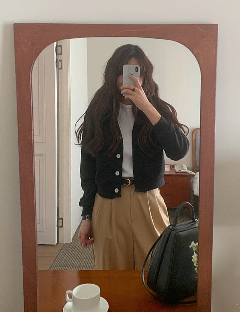 브이크롭 코튼가디건