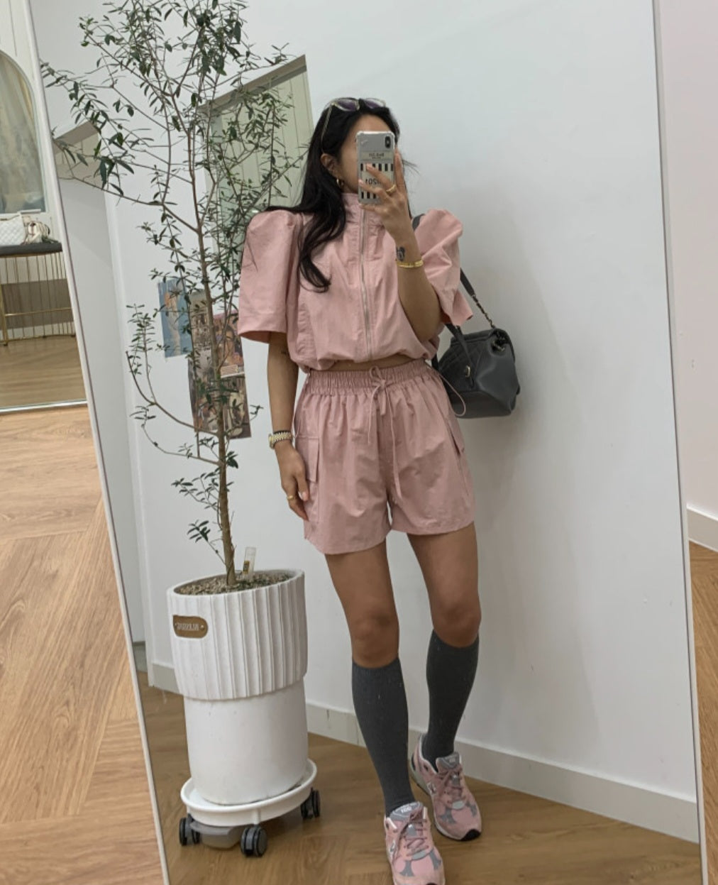 아노락 퍼프점퍼 카고반바지 Set