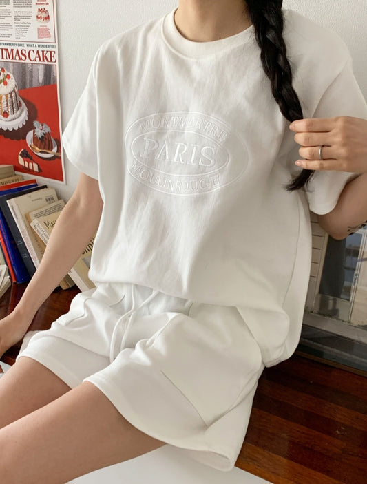 파리 반팔 맨투맨 반바지 Set