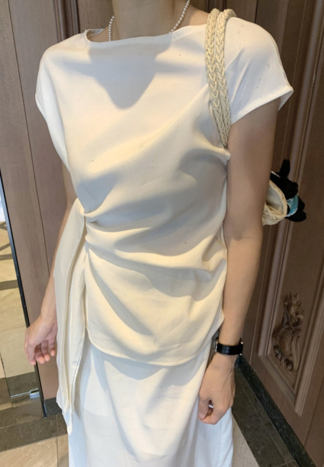 클로스 매듭 블라우스 스커트 셋업