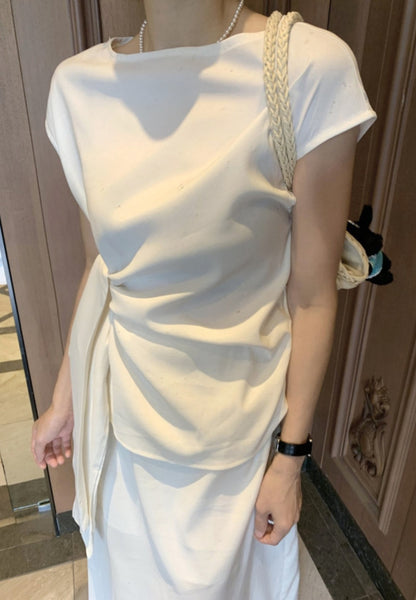 클로스 매듭 블라우스 스커트 셋업