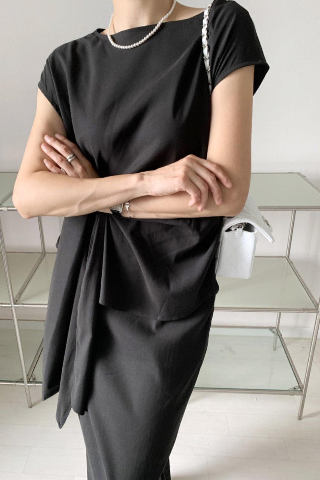 클로스 매듭 블라우스 스커트 셋업