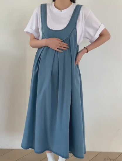 데님 뷔스티에 롱원피스