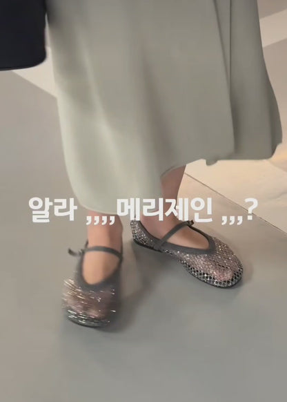 🩰 큐빅비즈 매쉬 메리제인 플랫