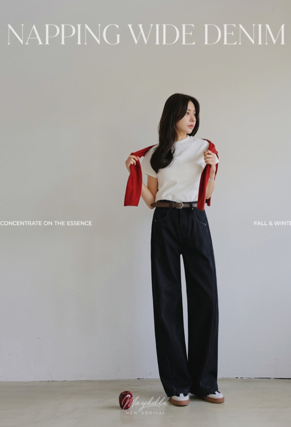 (NEW)절개 하이웨스트 와이드 청바지 S-2XL 3단기장