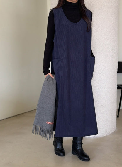 골덴 주머니 나시원피스