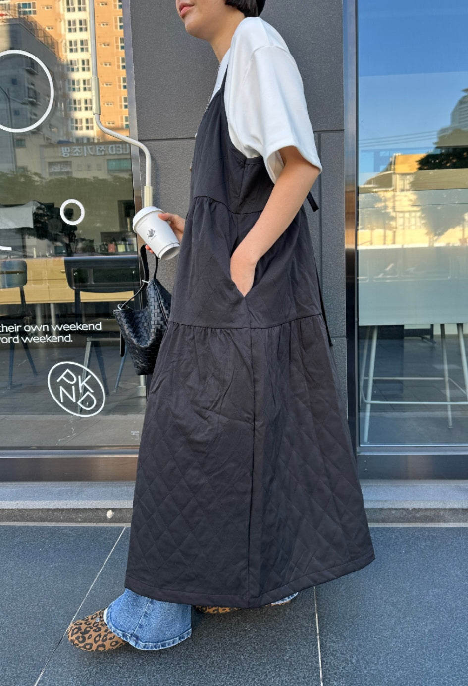 누빔 레이어드 원피스