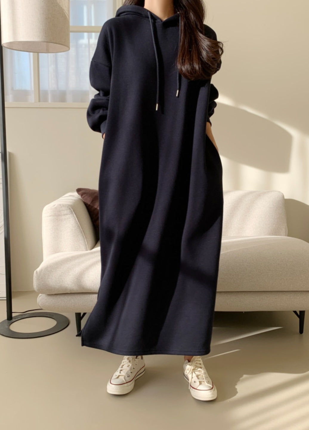 후드 롱 원피스