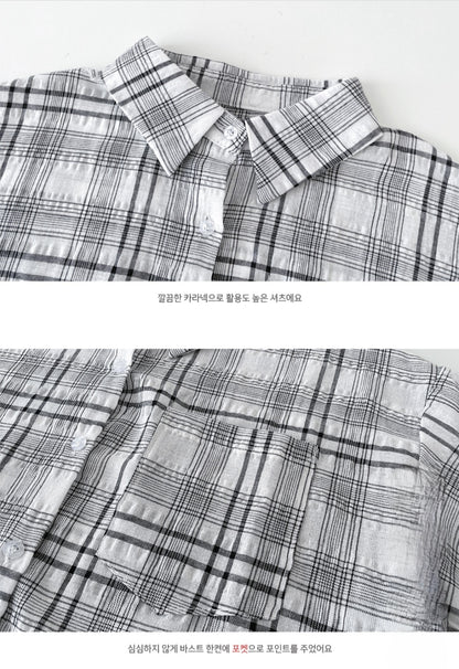 체크 크롭 셔츠 4colors