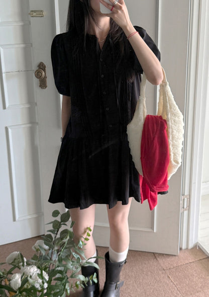 ☀️베리 핀턱 퍼프 미니원피스