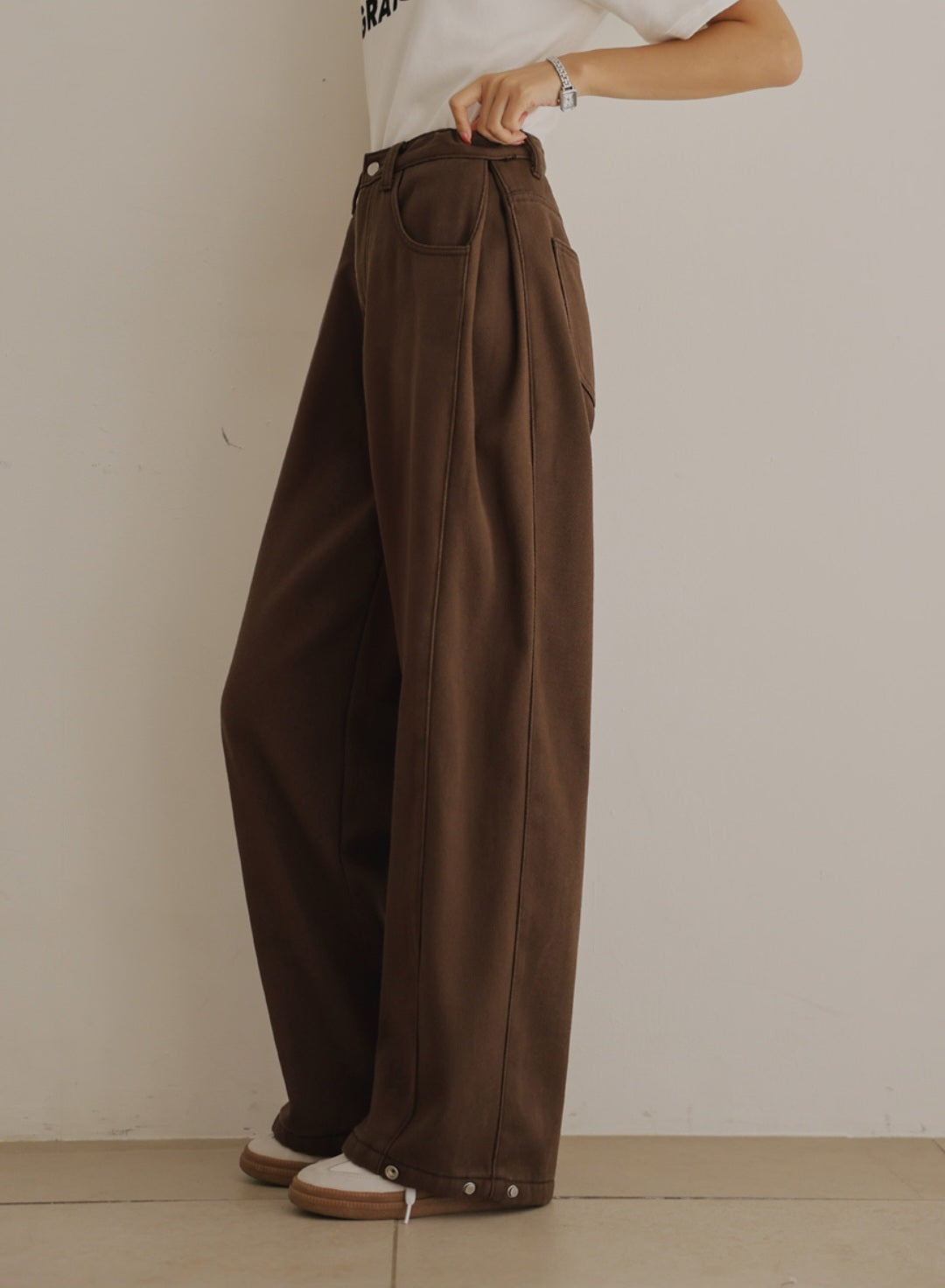 (NEW) 폴딩 코튼 와이드 청바지 S-2XL 3단기장