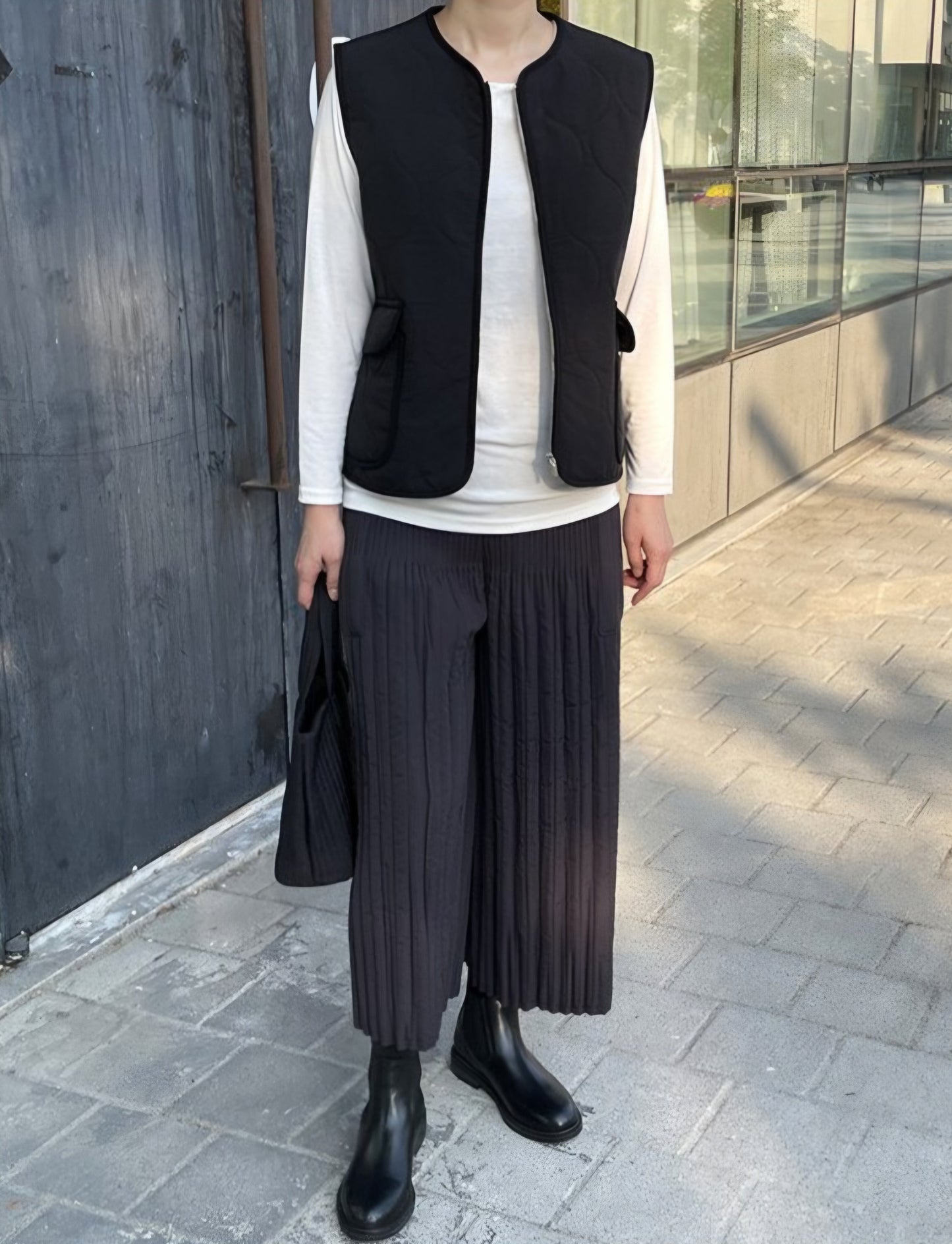 (NEW) 누빔 통와이드 밴딩팬츠